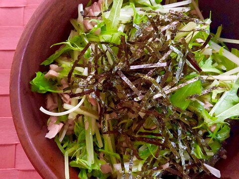 水菜とツナとめかぶ納豆のヘルシーサラダ○糖質オフ